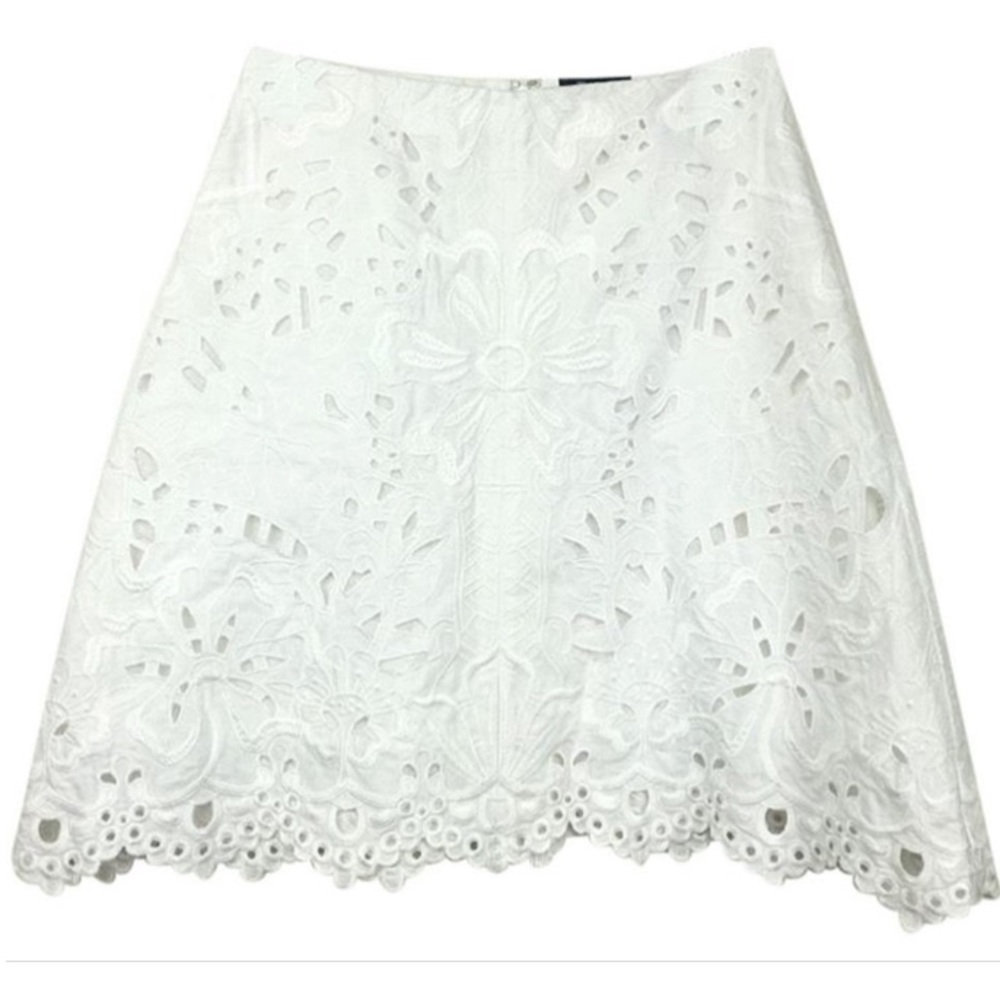 Theory scallop hem white eyelet skirt